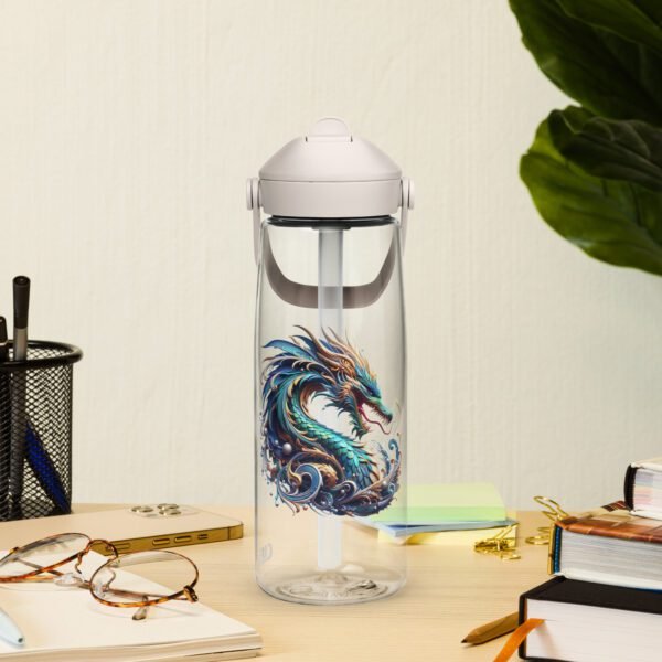 Botella de agua con tapa y pajita abatible
